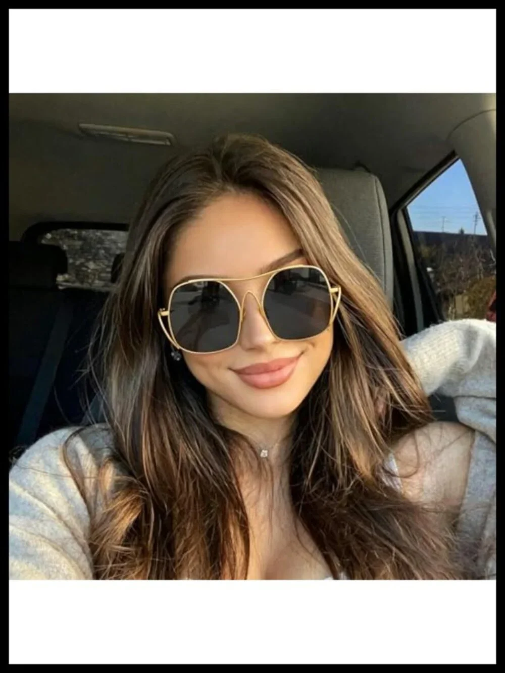 Oversized Aviator Sunglasses for Women UV400 Metal Frame